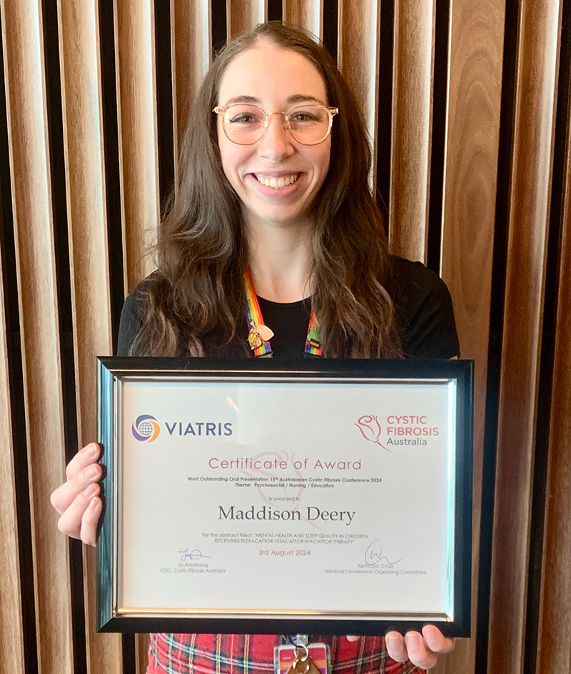 Maddy with her award